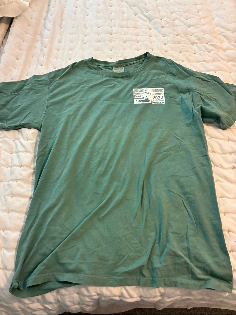 Nantucket Beach Permit Sage Green Short Sleeve Tee with Small Chest Print